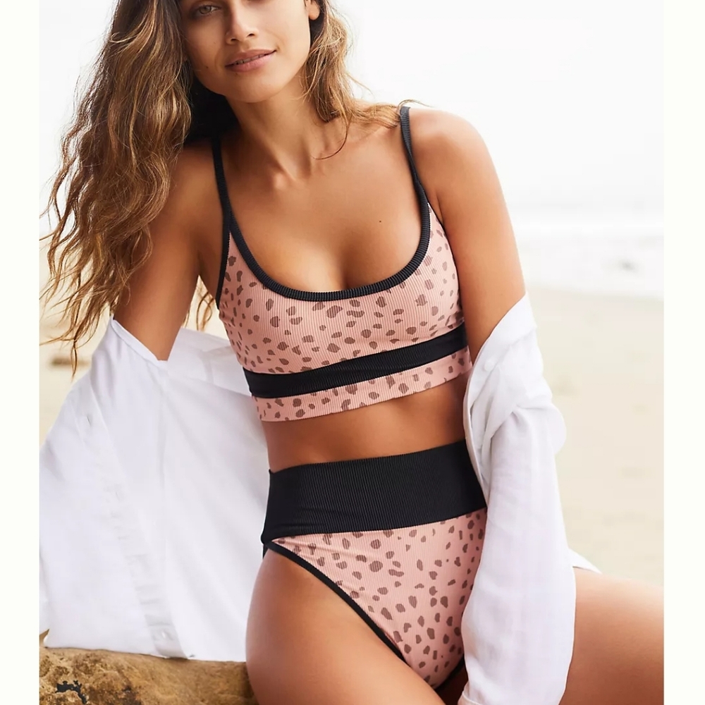 Beach Riot Pink and Black Leopard Bikini